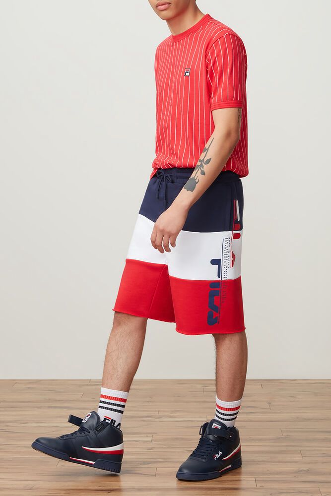 Fila Shorts Mens Navy/White/Red - Stu - Philippines 7514369-ZC